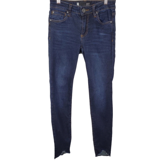 KUT FROM THE KLOTH | CONNIE ANKLE STEP HEM DARK WASH DENIM BLUE SKINNY JEANS 00 - Picture 3 of 17